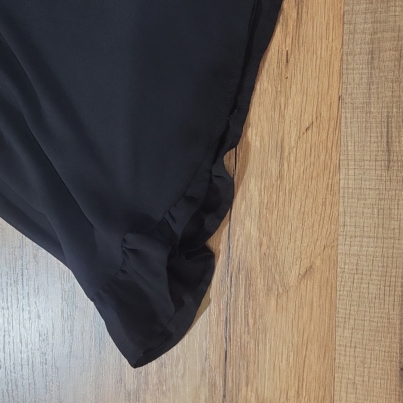 ASTR The Label - Black Sheer Overlay V-Neck Sleeveless Ruffle Embellished Romper - Picture 8 of 16